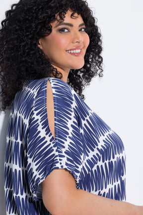 Ulla Popken Scribble Oversized Blouse in Navy 