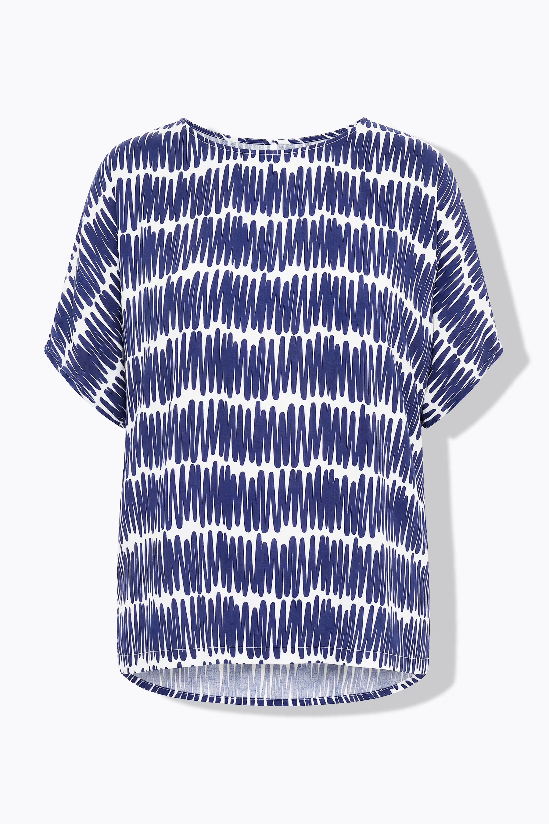 Ulla Popken Scribble Oversized Blouse in Navy 