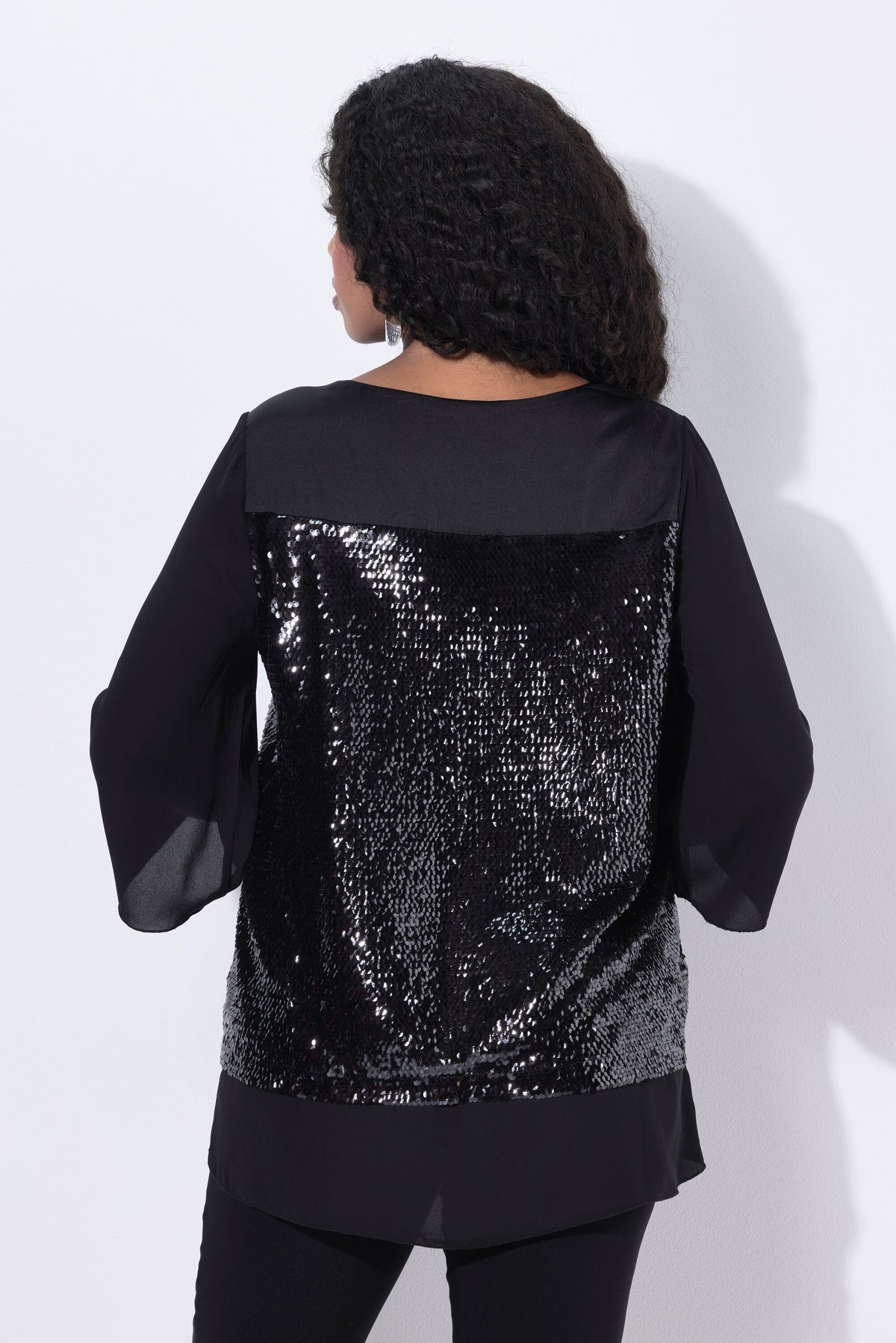 Ulla Popken Sequin Blouse in Black