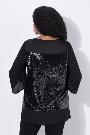 Ulla Popken Sequin Blouse in Black