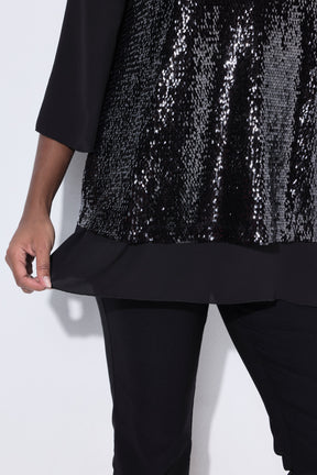 Ulla Popken Sequin Blouse in Black