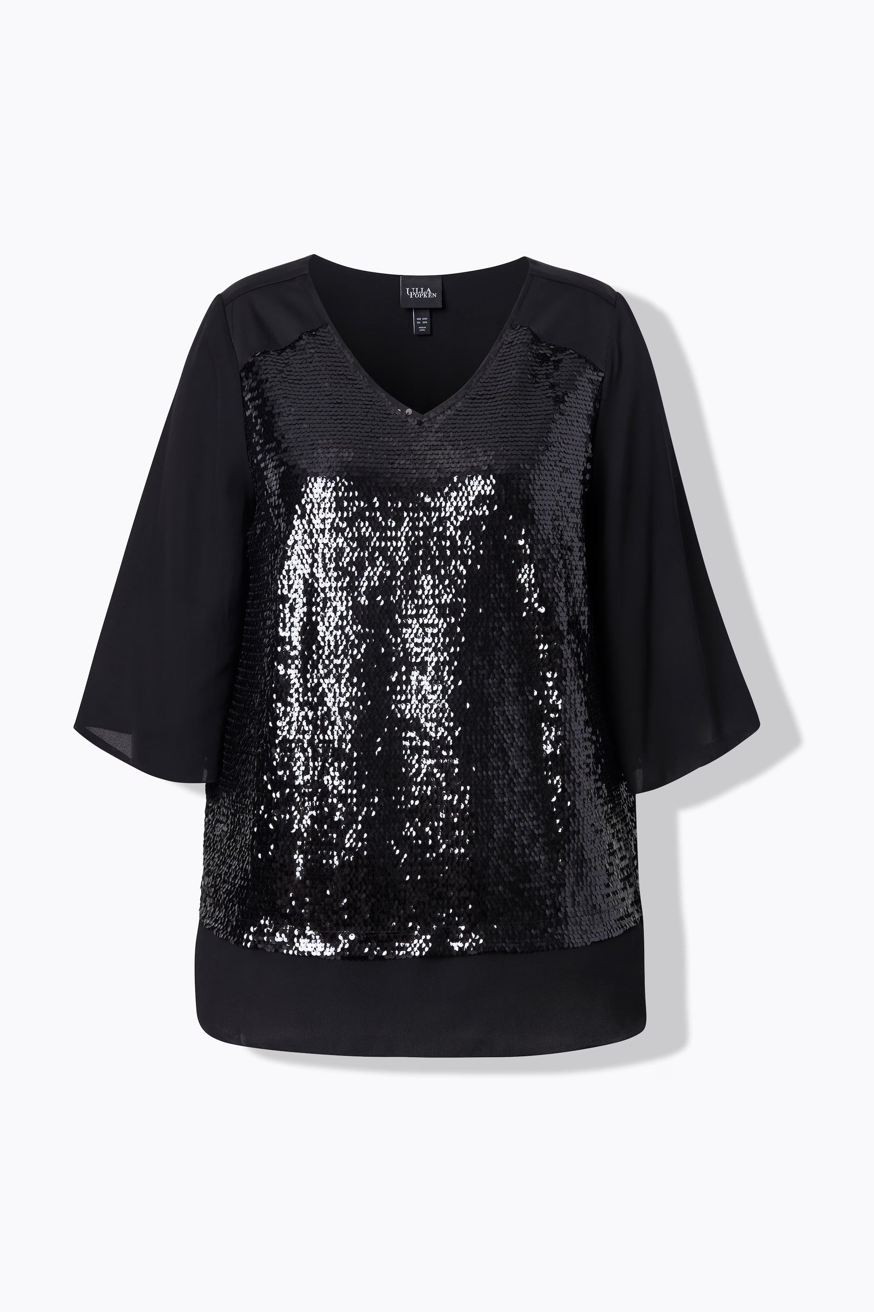 Ulla Popken Sequin Blouse in Black