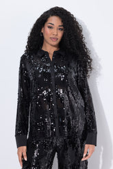 Ulla Popken Sequin Shirt in Black