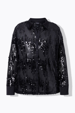 Ulla Popken Sequin Shirt in Black