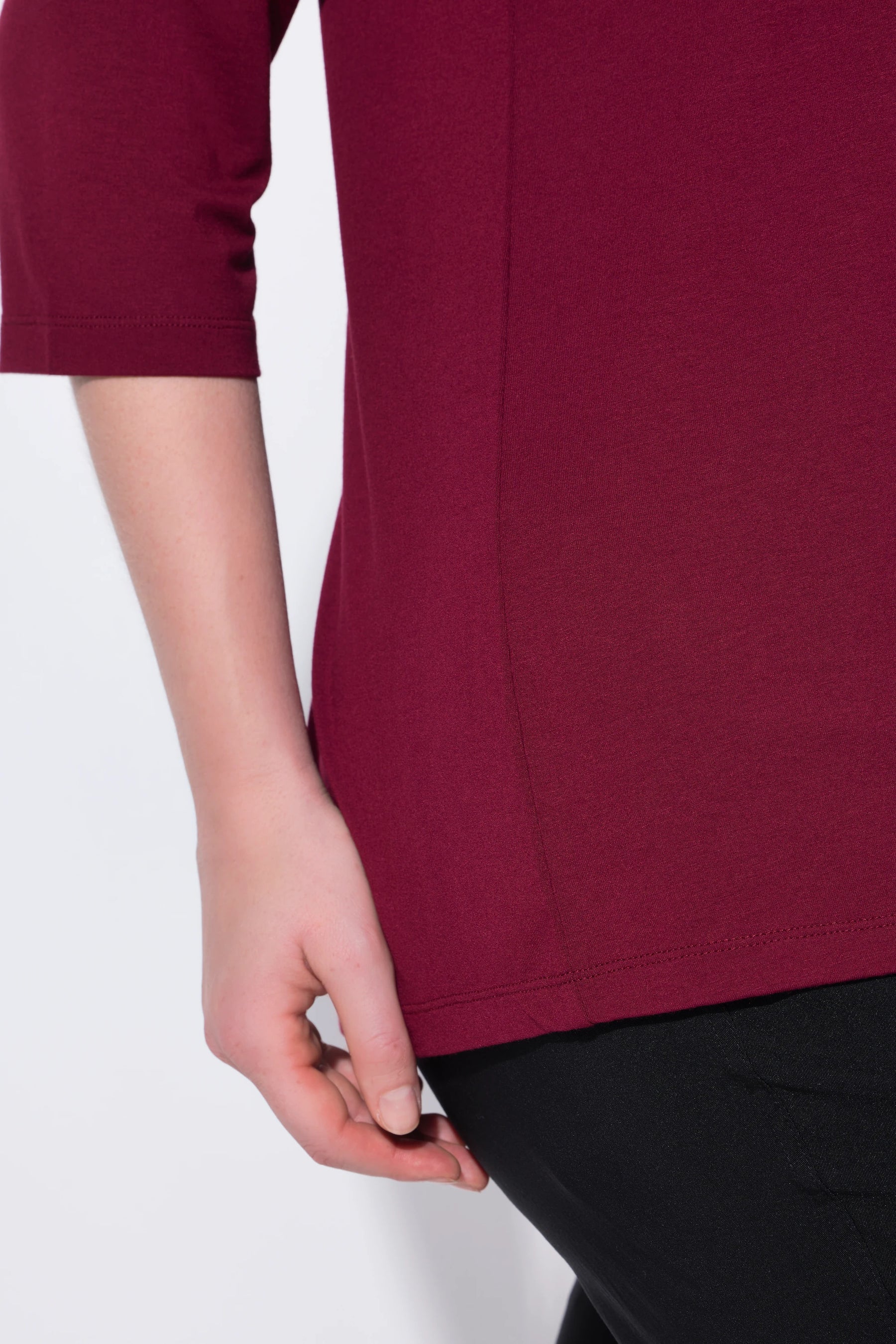 Ulla Popken Sequin Shoulder Top in Wine