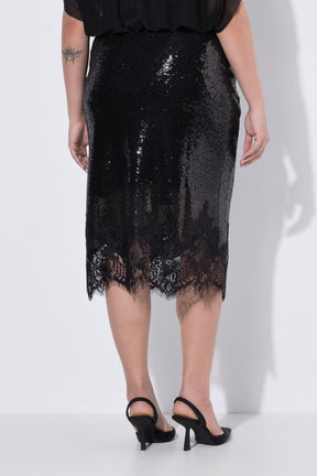 Ulla Popken Sequin Skirt in Black 