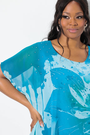 Ulla Popken Sheer Blouse in Turquoise