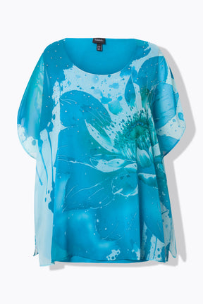 Ulla Popken Sheer Blouse in Turquoise