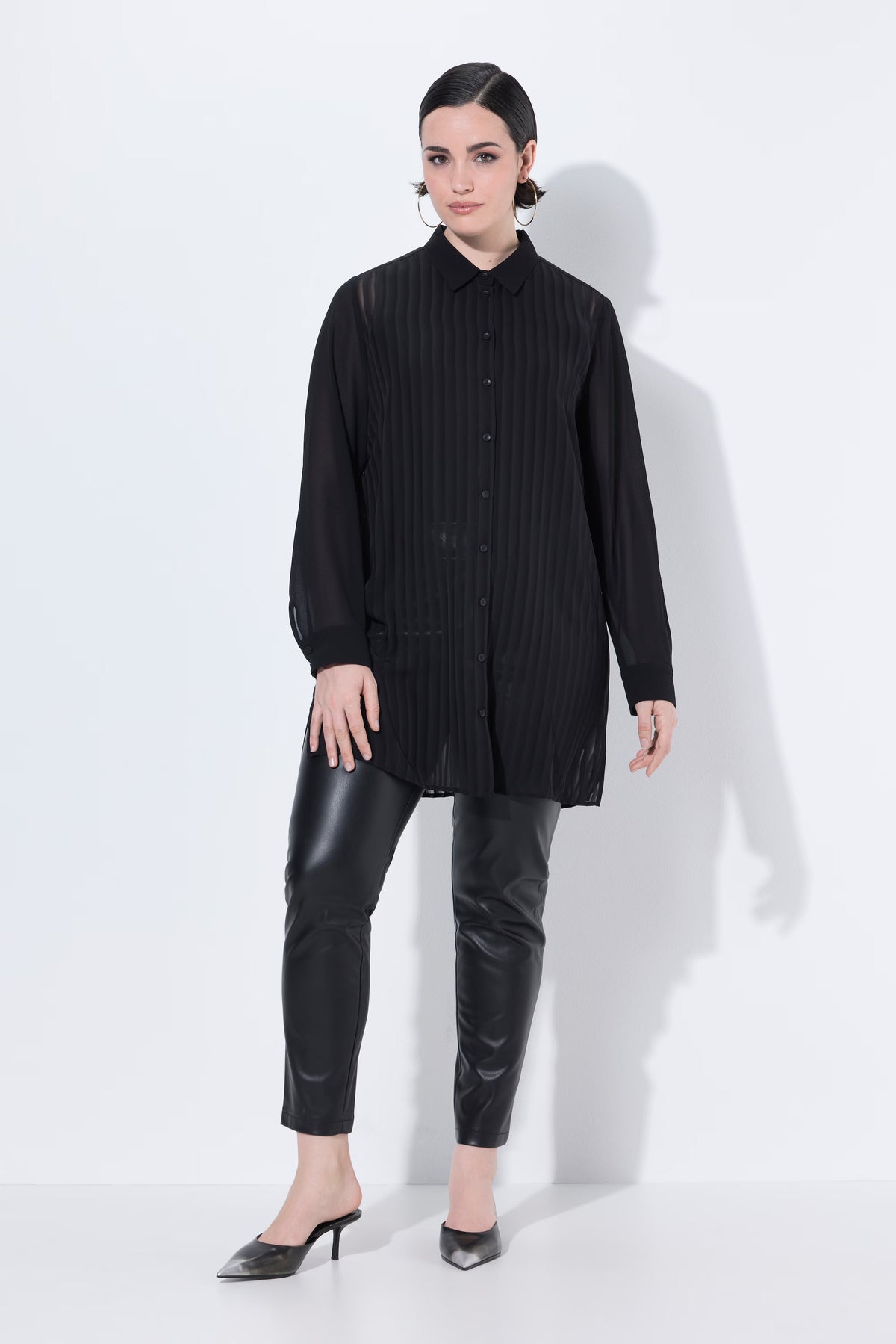 Ulla Popken Sheer Shirt in Black
