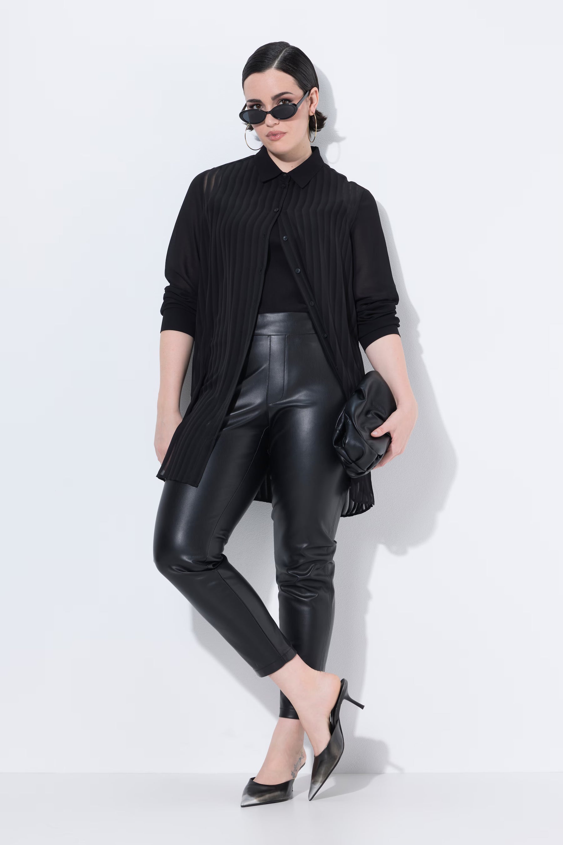 Ulla Popken Sheer Shirt in Black