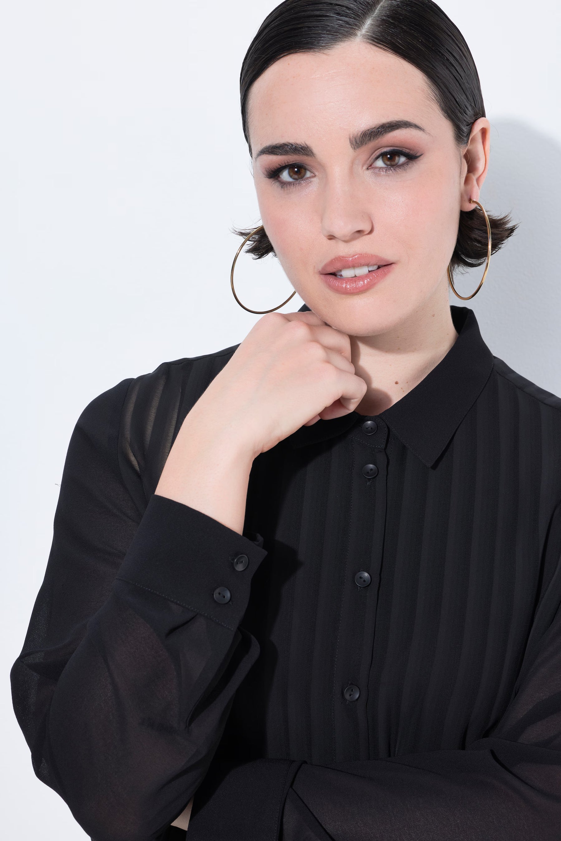 Ulla Popken Sheer Shirt in Black