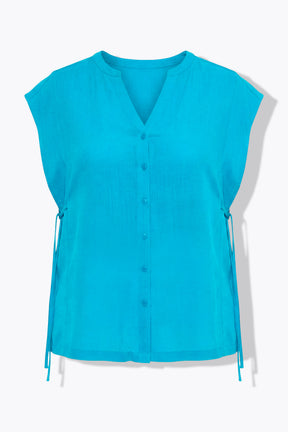 Ulla Popken Side Tie Blouse in Turquoise 