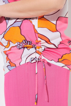Ulla Popken Side Tie Top in Pink 