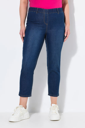 Ulla Popken Sienna Cropped Jeggings in Blue Denim 