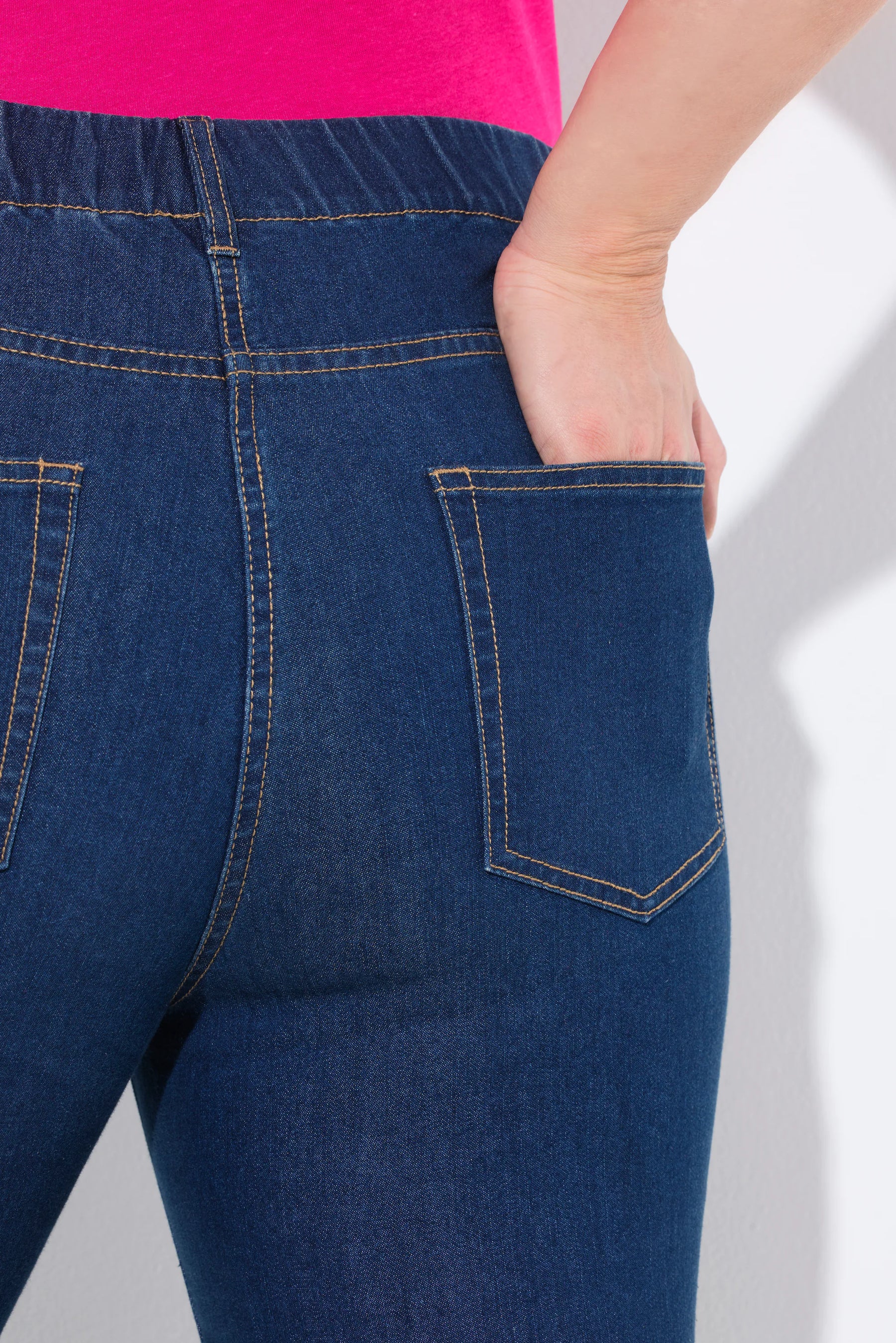Ulla Popken Sienna Cropped Jeggings in Blue Denim 