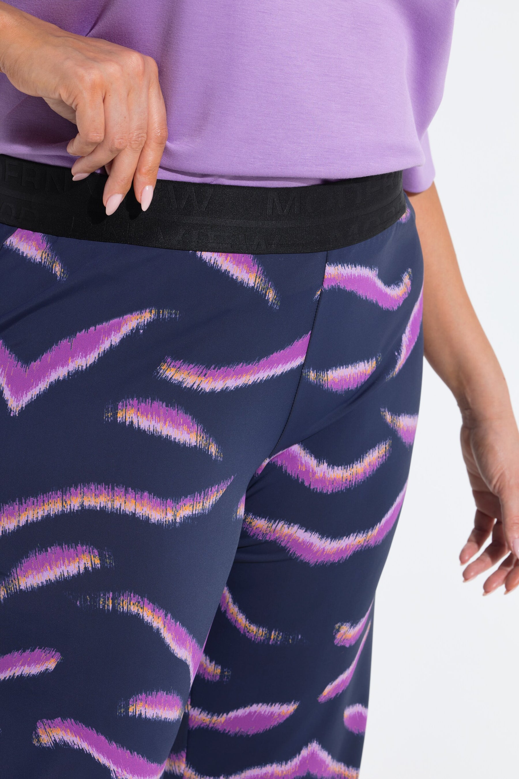 Ulla Popken Sienna Zebra Print Trousers in Purple 