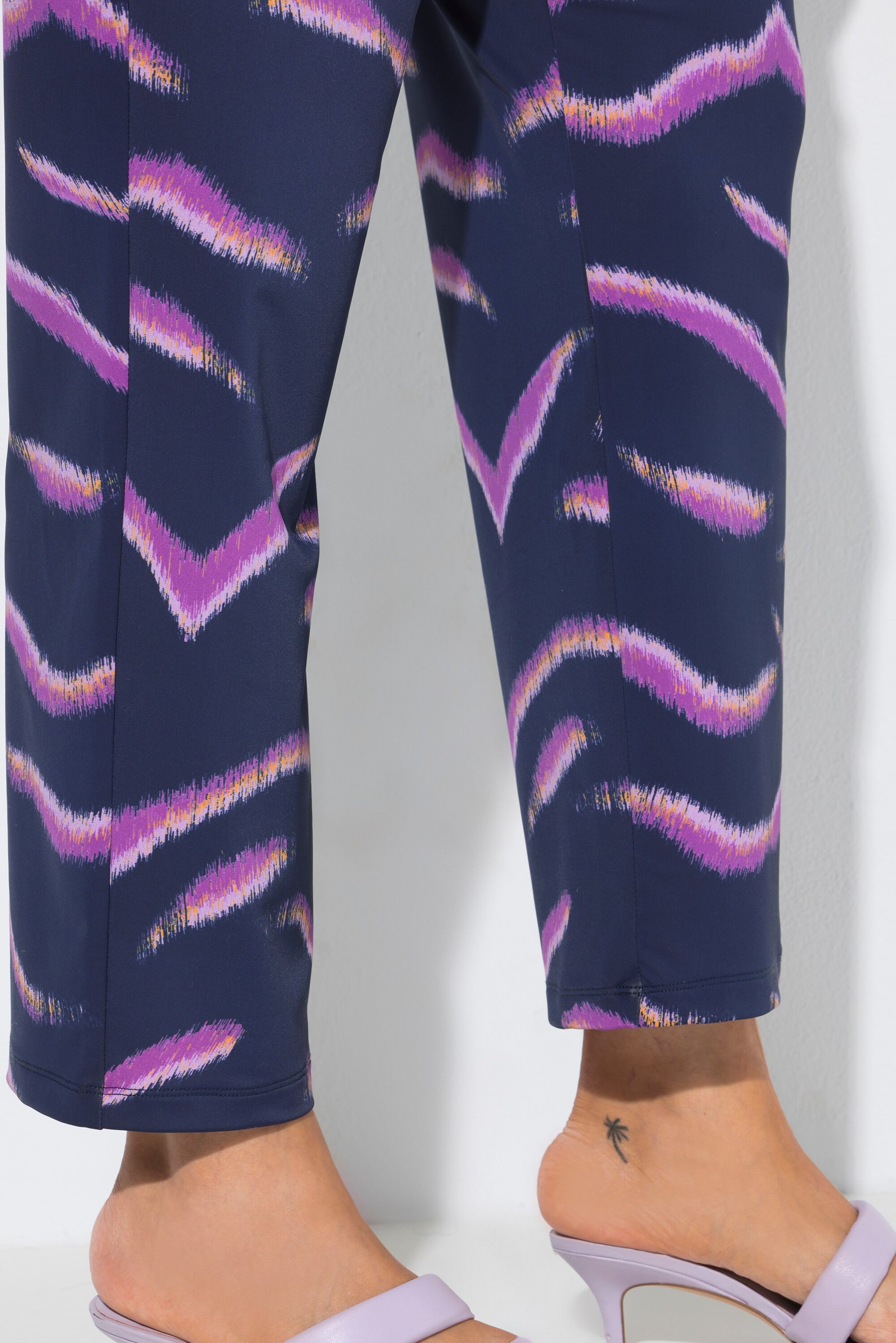 Ulla Popken Sienna Zebra Print Trousers in Purple 