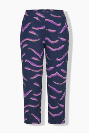 Ulla Popken Sienna Zebra Print Trousers in Purple 