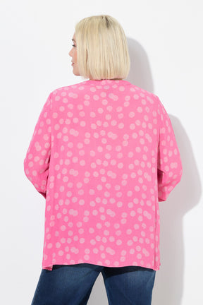 Ulla Popken Smocked Polka Dot Blouse in Pink