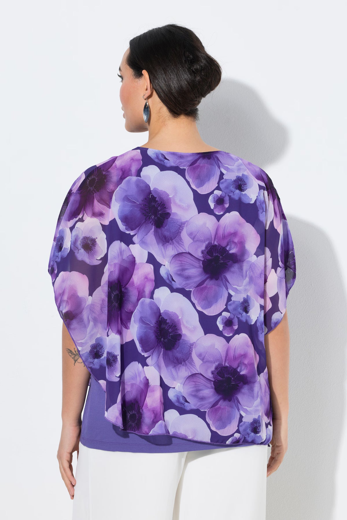 Ulla Popken Sparkle Floral Blouse in Purple 