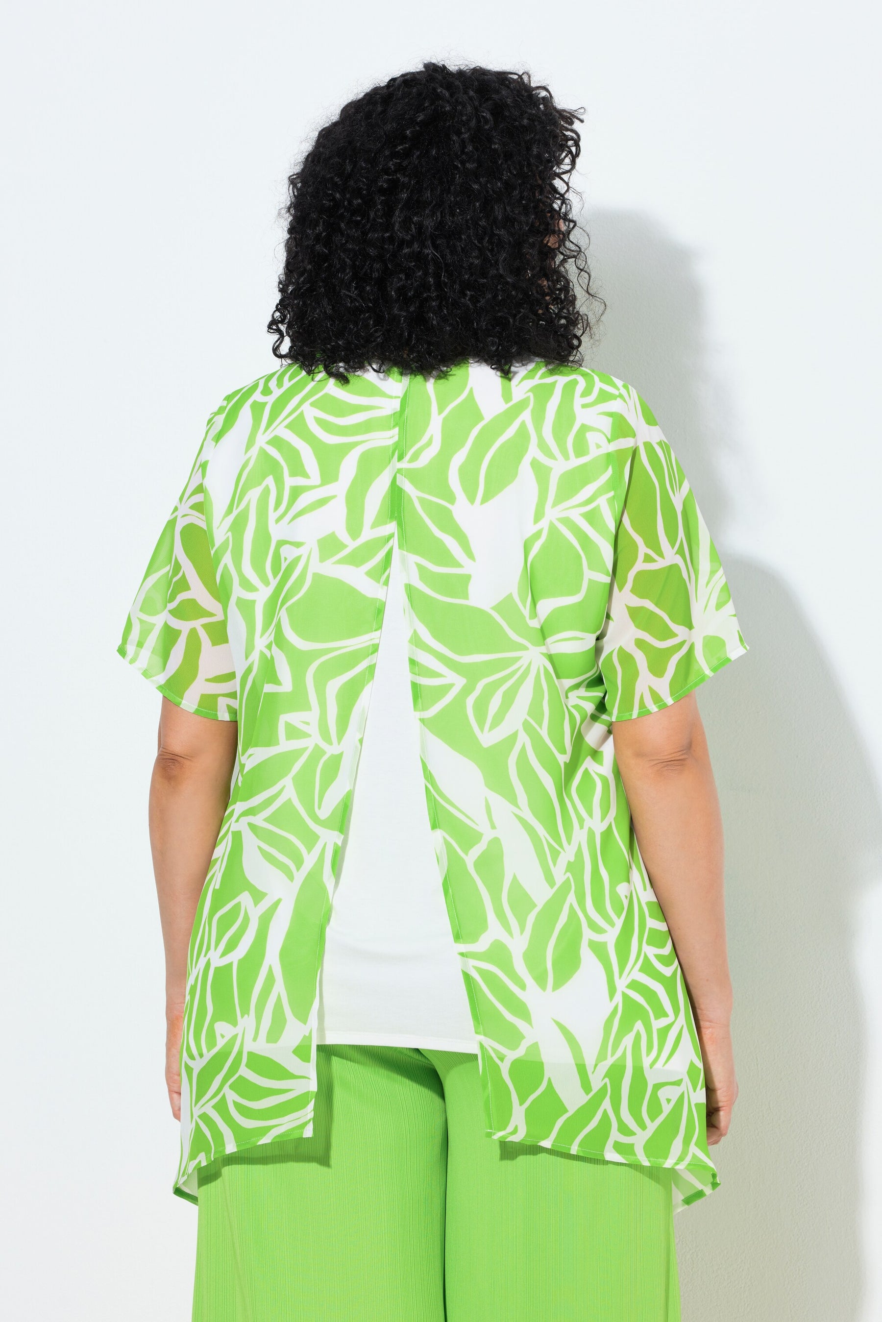 Ulla Popken Split Back Top in Green