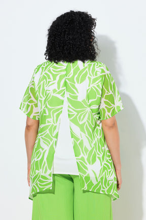 Ulla Popken Split Back Top in Green