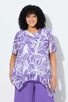 Ulla Popken Split Back Top in Purple 
