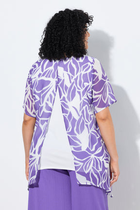 Ulla Popken Split Back Top in Purple 