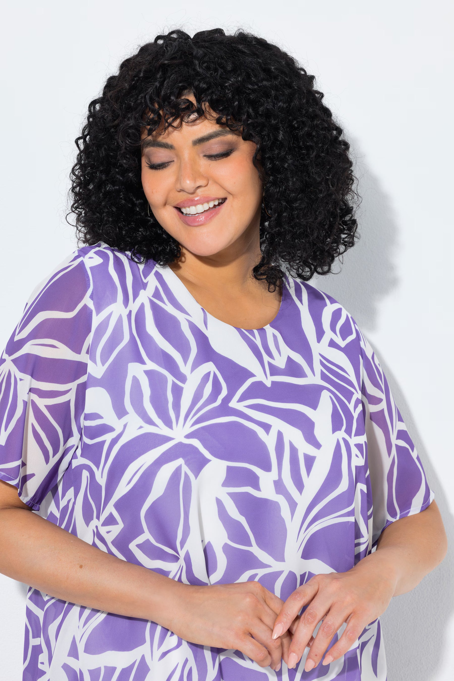 Ulla Popken Split Back Top in Purple 