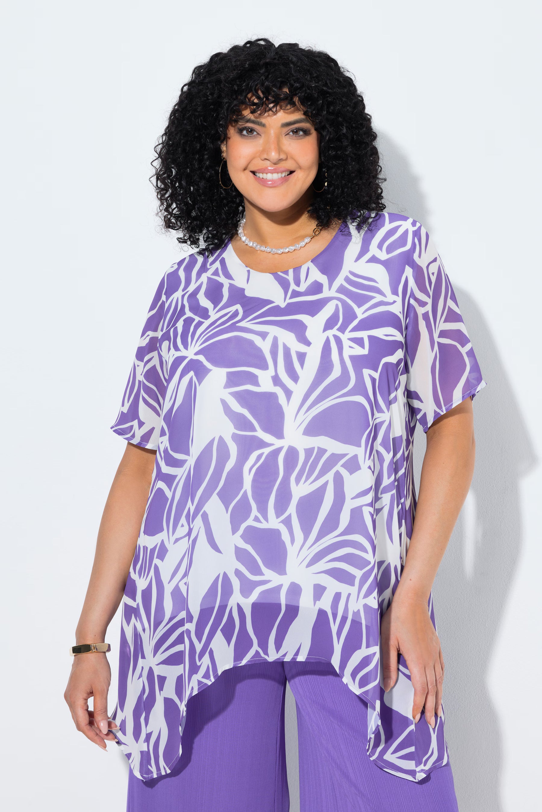 Ulla Popken Split Back Top in Purple 