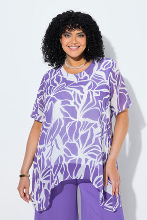 Ulla Popken Split Back Top in Purple 
