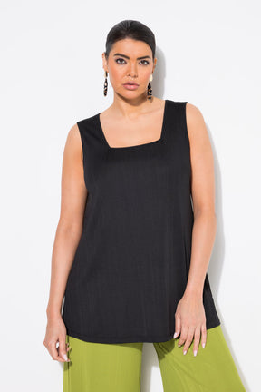 Ulla Popken Square Neck Vest Top in Black