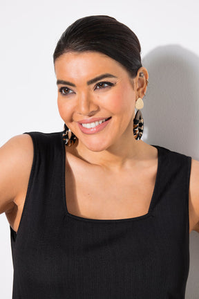 Ulla Popken Square Neck Vest Top in Black