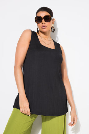 Ulla Popken Square Neck Vest Top in Black