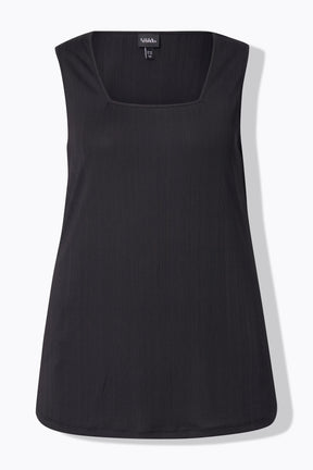 Ulla Popken Square Neck Vest Top in Black