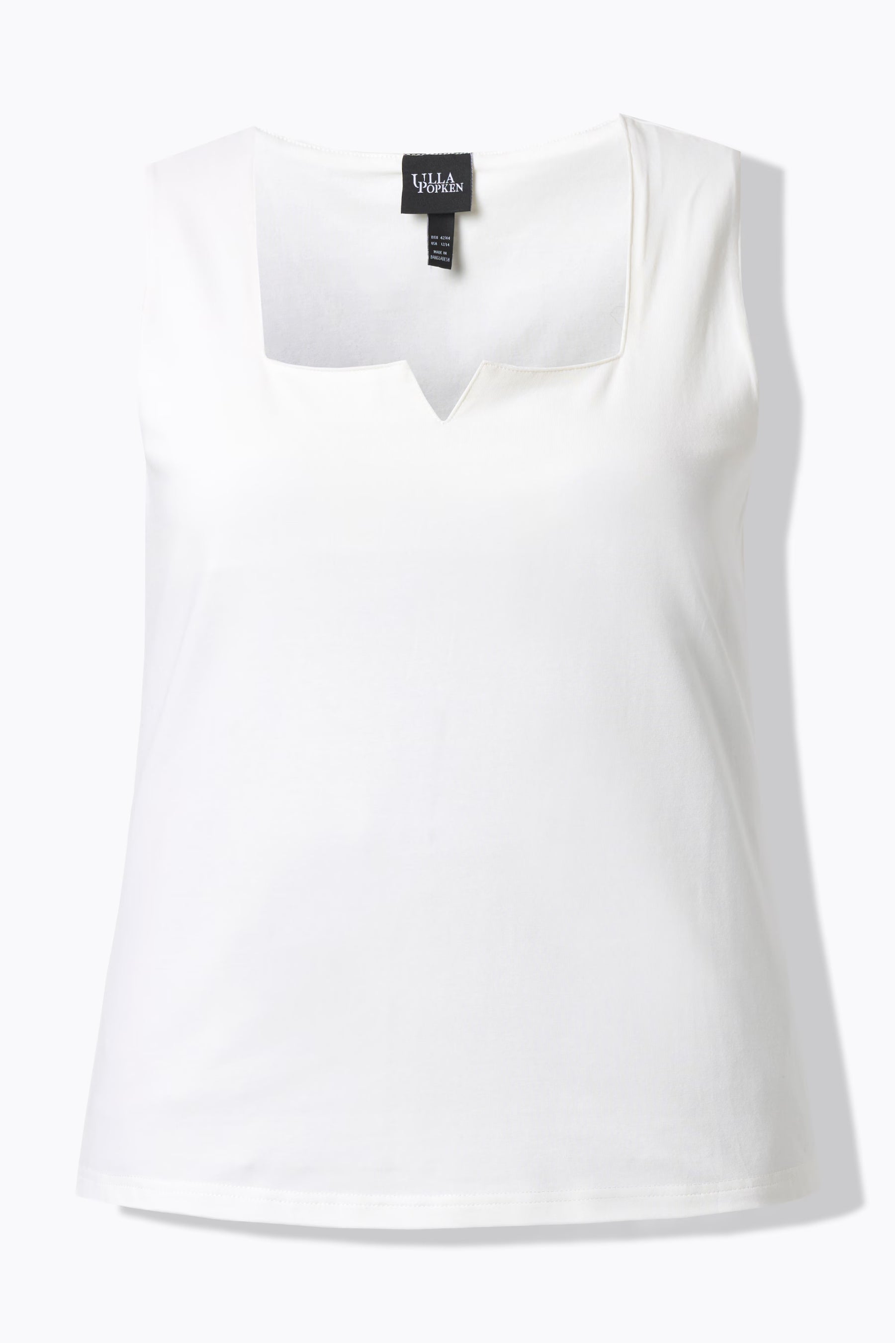 Ulla Popken Square Notch Neck Top in White 