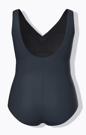 Ulla Popken Stripe Swimsuit in Navy 