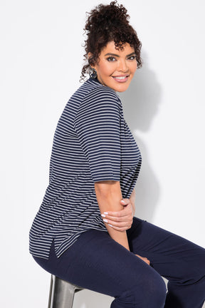 Ulla Popken Striped Navy Shirt