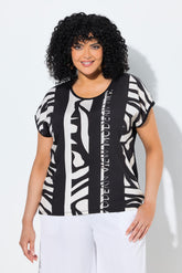Ulla Popken Striped T-Shirt in Black 