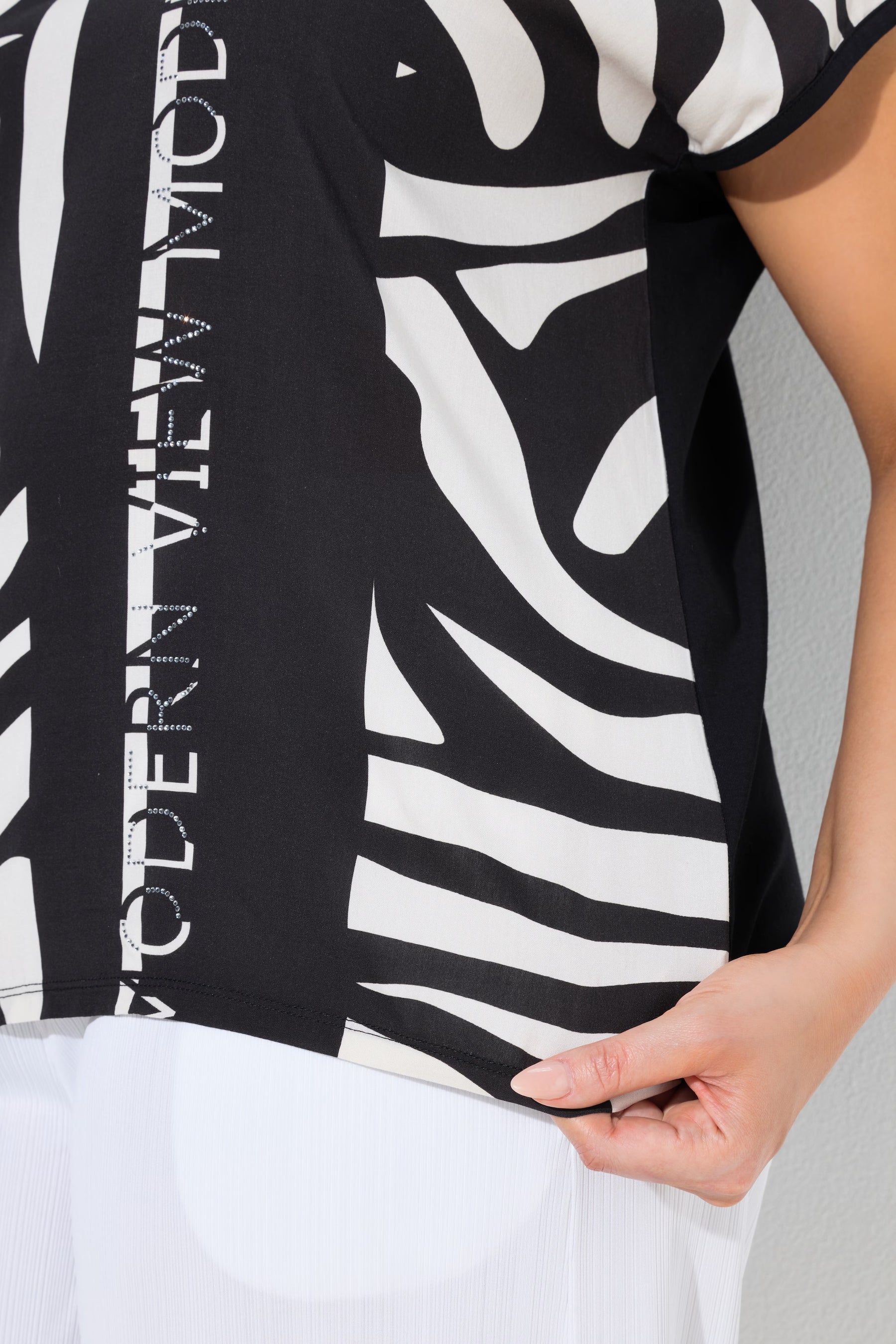Ulla Popken Striped T-Shirt in Black 