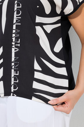 Ulla Popken Striped T-Shirt in Black 