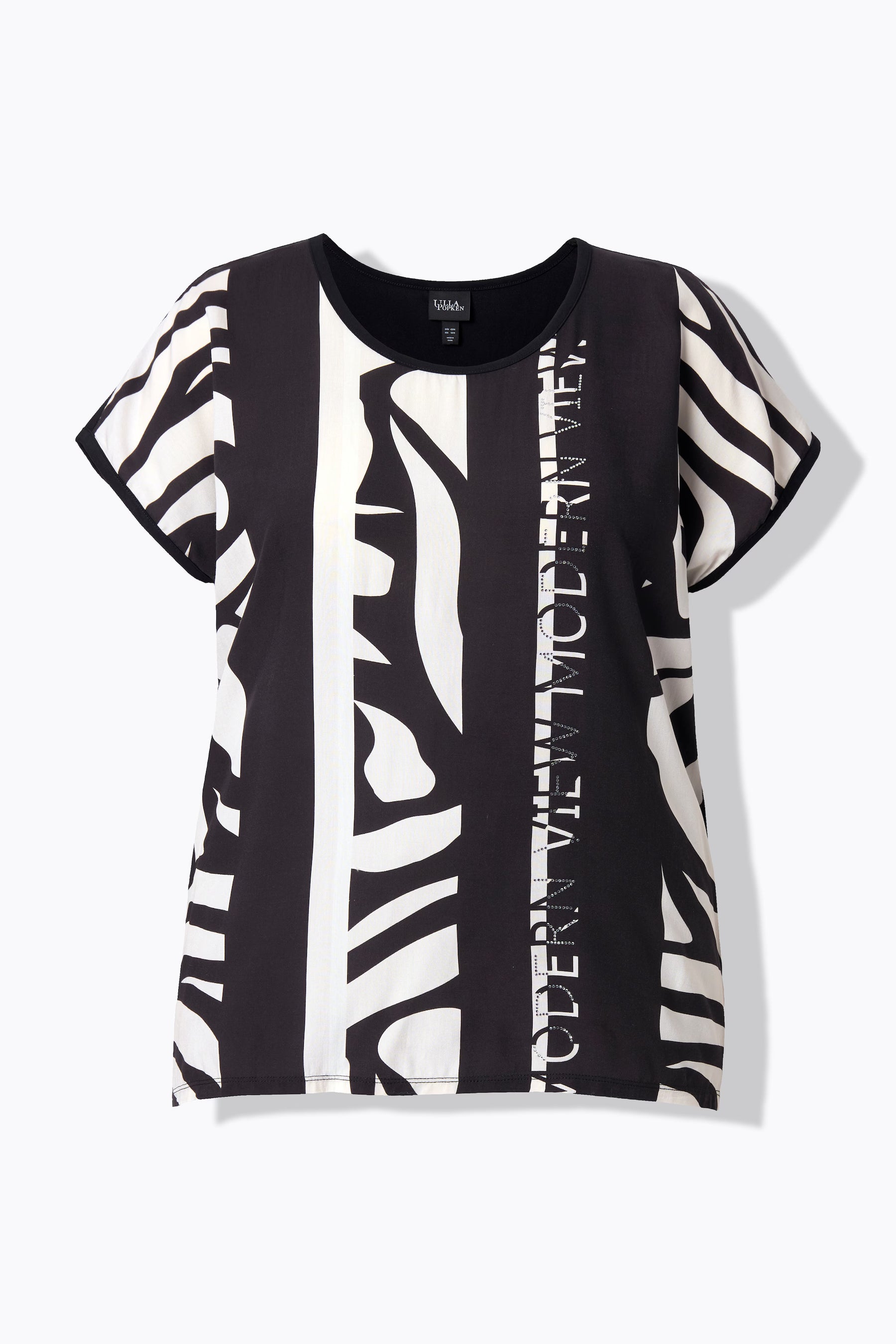 Ulla Popken Striped T-Shirt in Black 