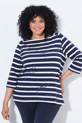 Ulla Popken Striped T-Shirt in Navy 