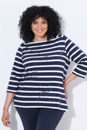 Ulla Popken Striped T-Shirt in Navy 