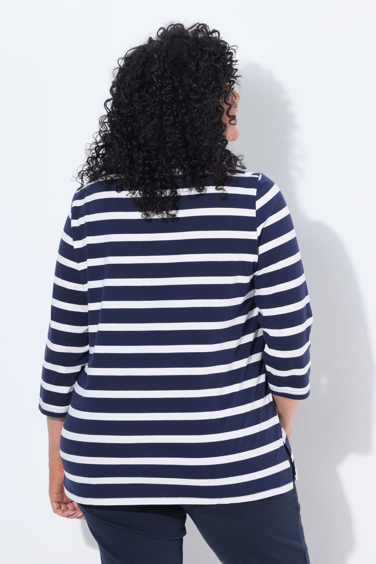 Ulla Popken Striped T-Shirt in Navy 