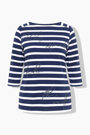 Ulla Popken Striped T-Shirt in Navy 