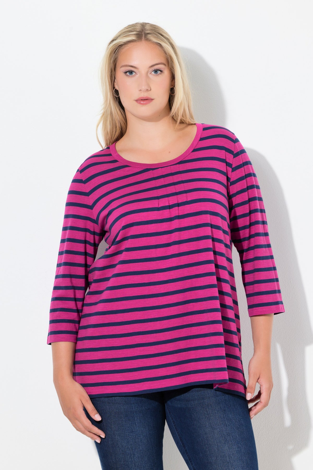 Ulla Popken Striped Top in Pink