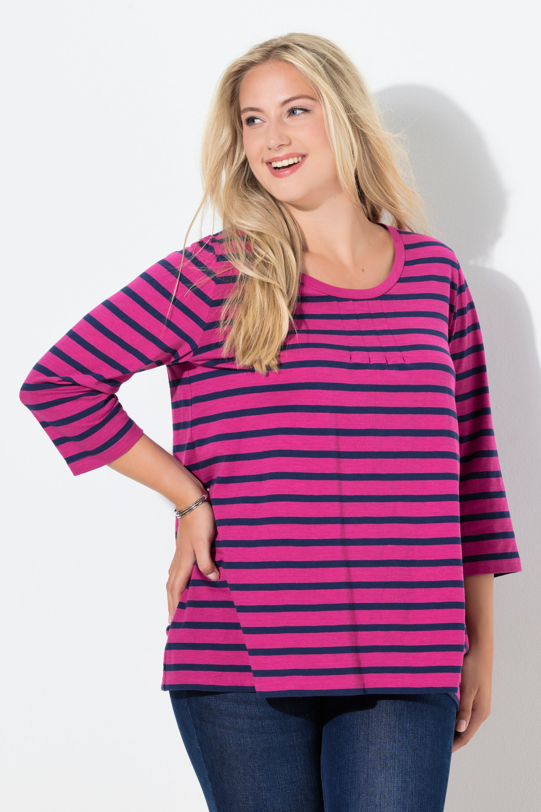 Ulla Popken Striped Top in Pink