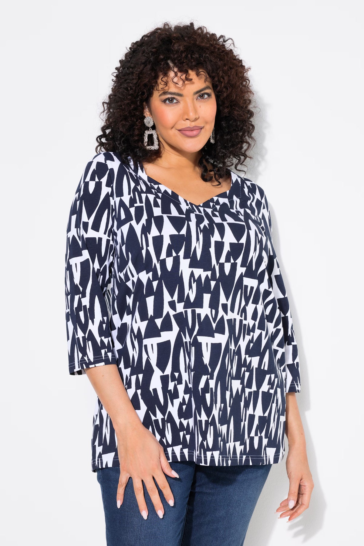 Ulla Popken Sweetheart Blouse in Navy