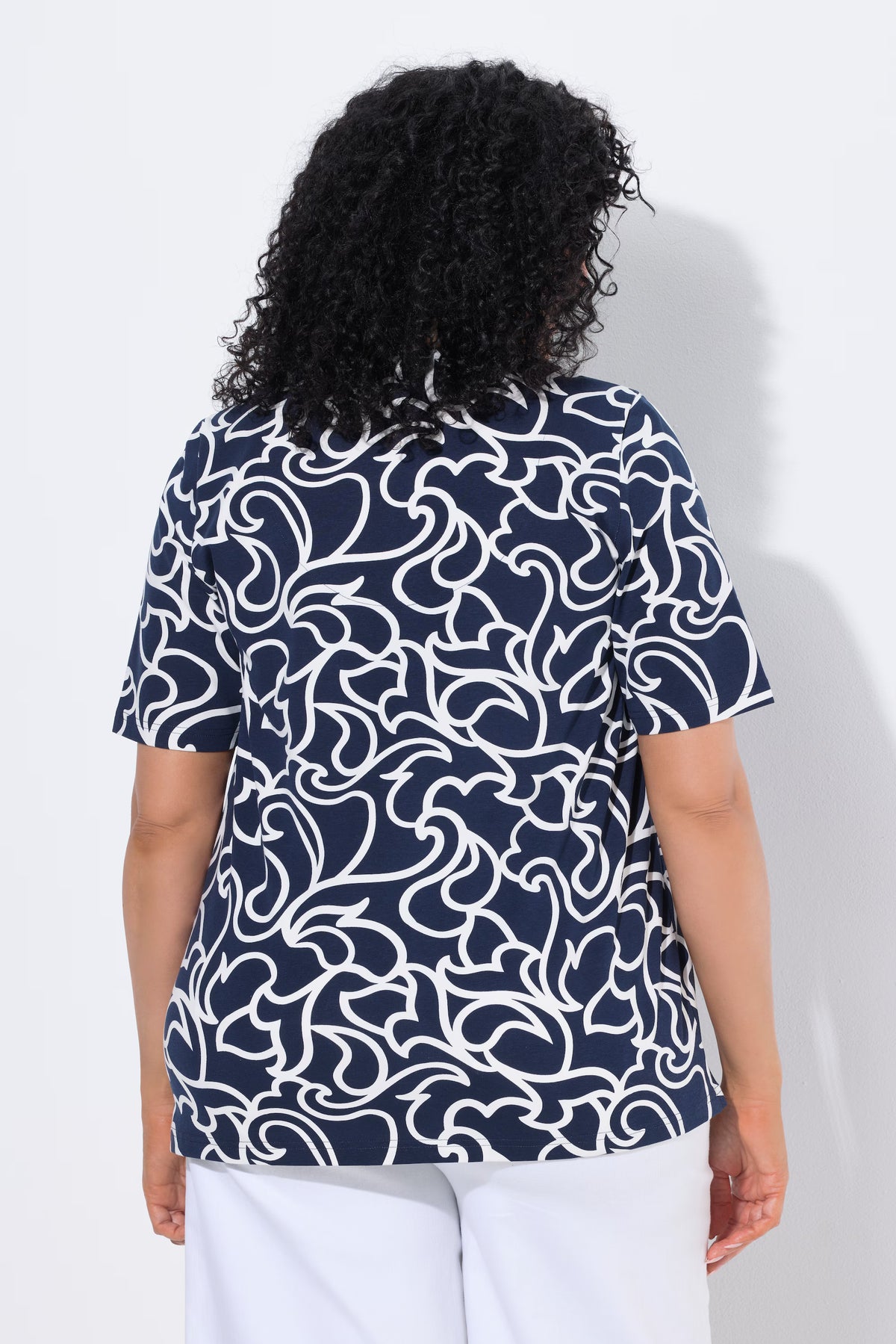 Ulla Popken Swirl T-Shirt in Navy 